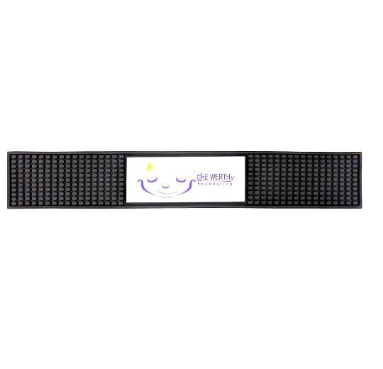 Custom Rubber Bar Mat with Rectangle Imprint Area - 22.75L″ x 3.4″W