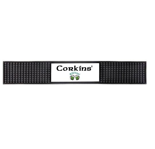 Custom Rubber Bar Mat with Rectangle Imprint Area - 22.75L″ x 3.4″W