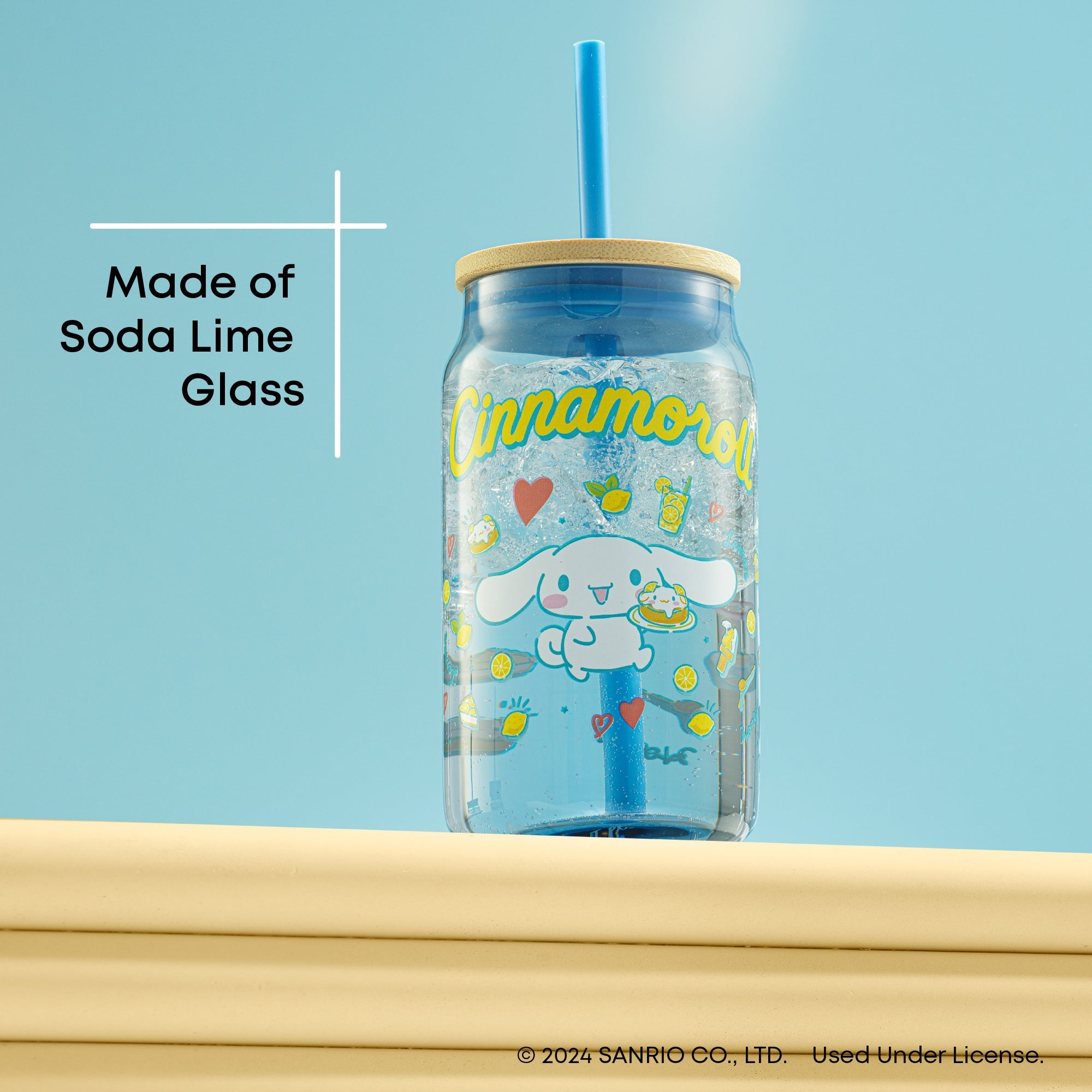 Hello Kitty® and Friends Favorite Flavor Cinnamoroll Glass Tumbler with Bamboo Lid and Straw