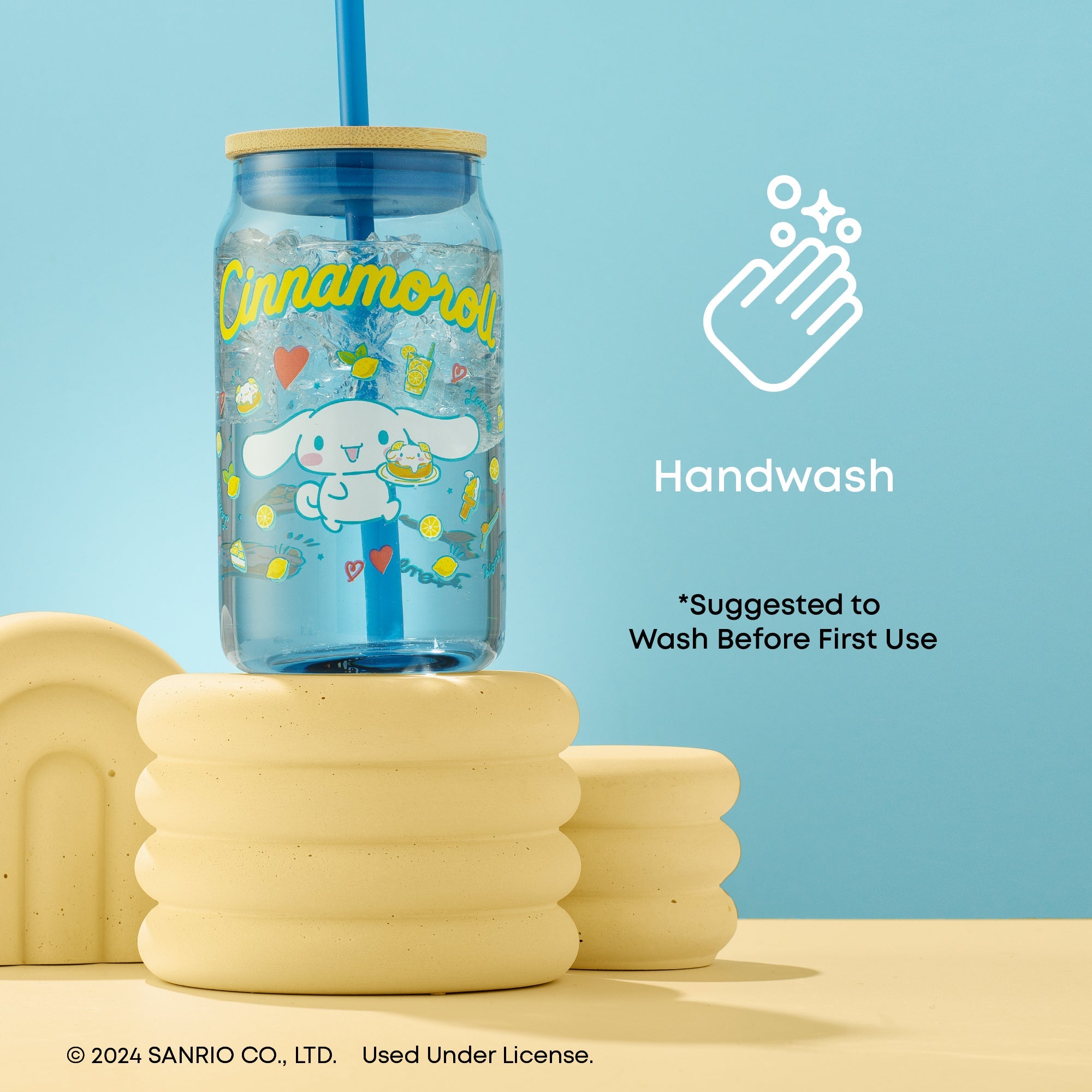 Hello Kitty® and Friends Favorite Flavor Cinnamoroll Glass Tumbler with Bamboo Lid and Straw