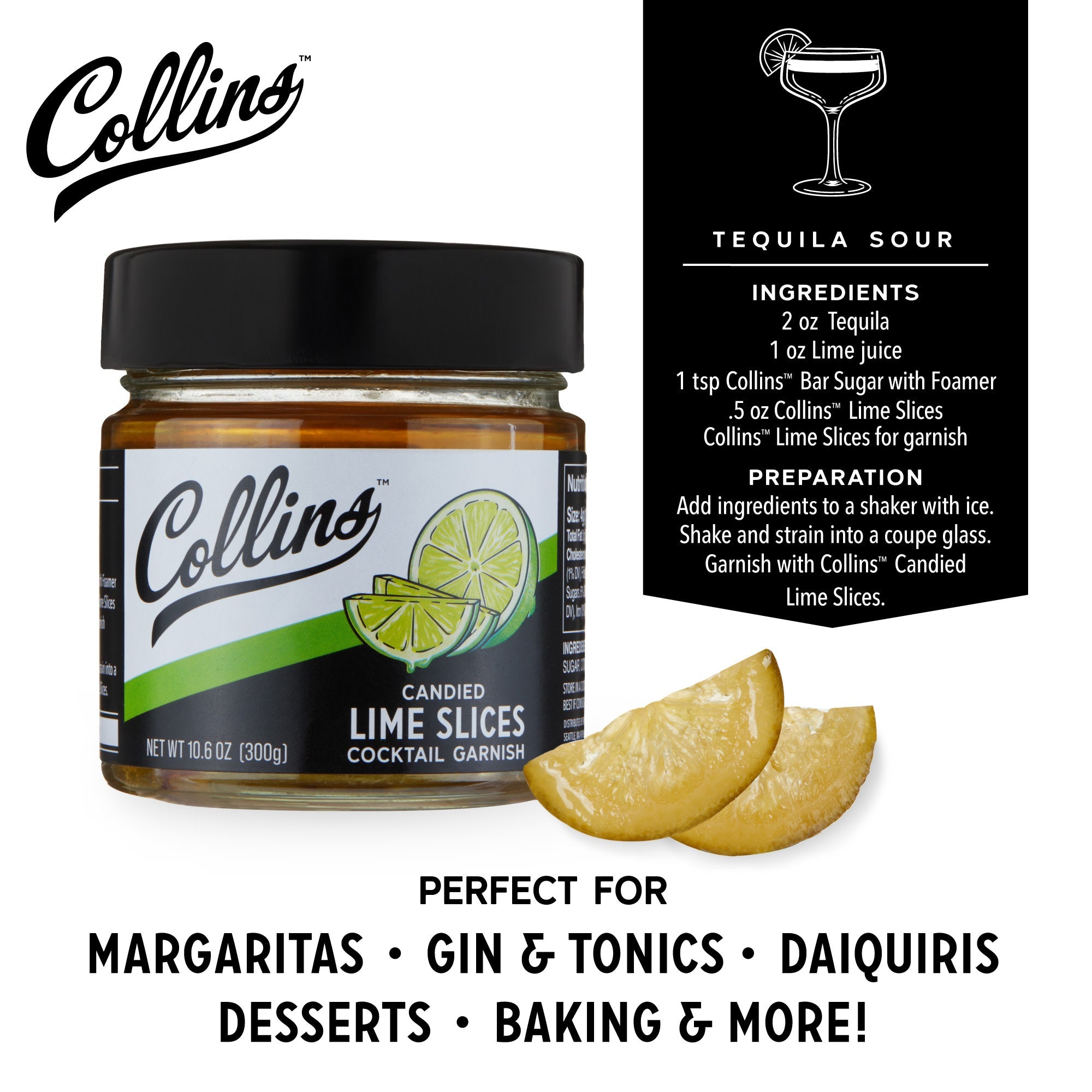 Collins Candied Lime Slices in Syrup 10.6 oz
