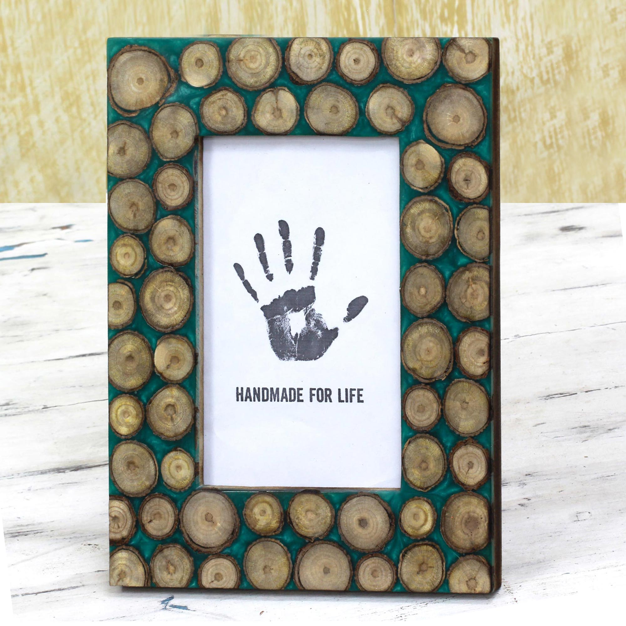 Bamboo Rectangular Wood Photo Frame (4x6) from India - Bamboo Glory