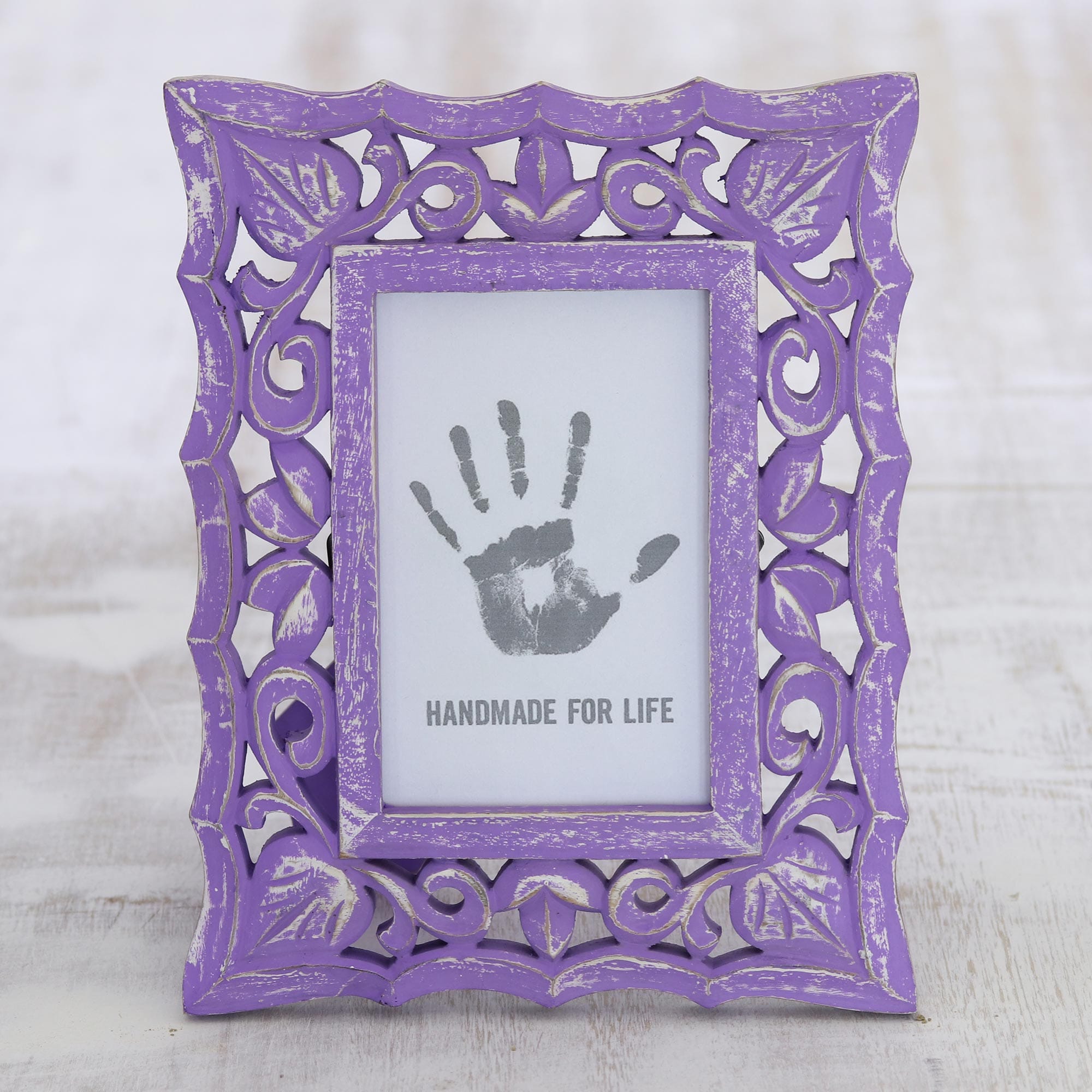 Lilac Purple Shabby Chic Mango Wood Photo Frame 4x6 Inch - Purple Bliss