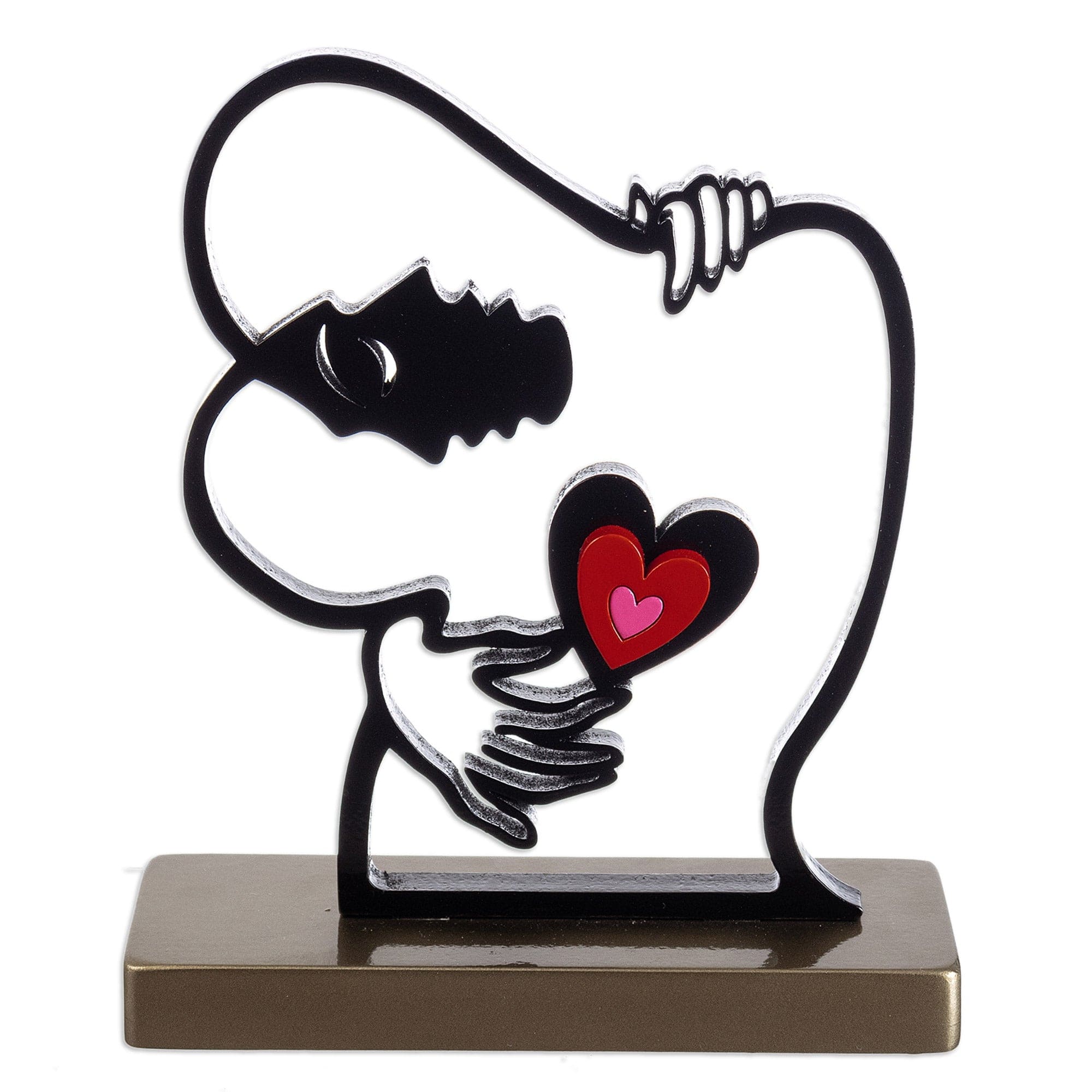 Peruvian Artisan Crafted Wood Sculpture with Heart Design - Eternal Hug