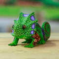 Hand-Painted Green Copal Wood Chameleon Alebrije Figurine - Chameleonic Green