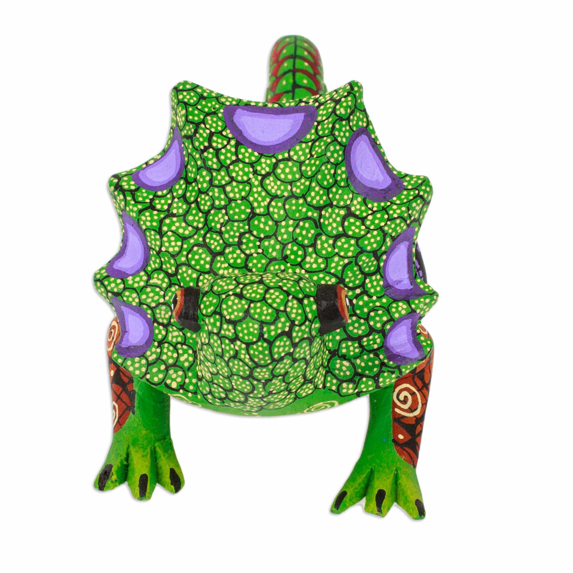Hand-Painted Green Copal Wood Chameleon Alebrije Figurine - Chameleonic Green