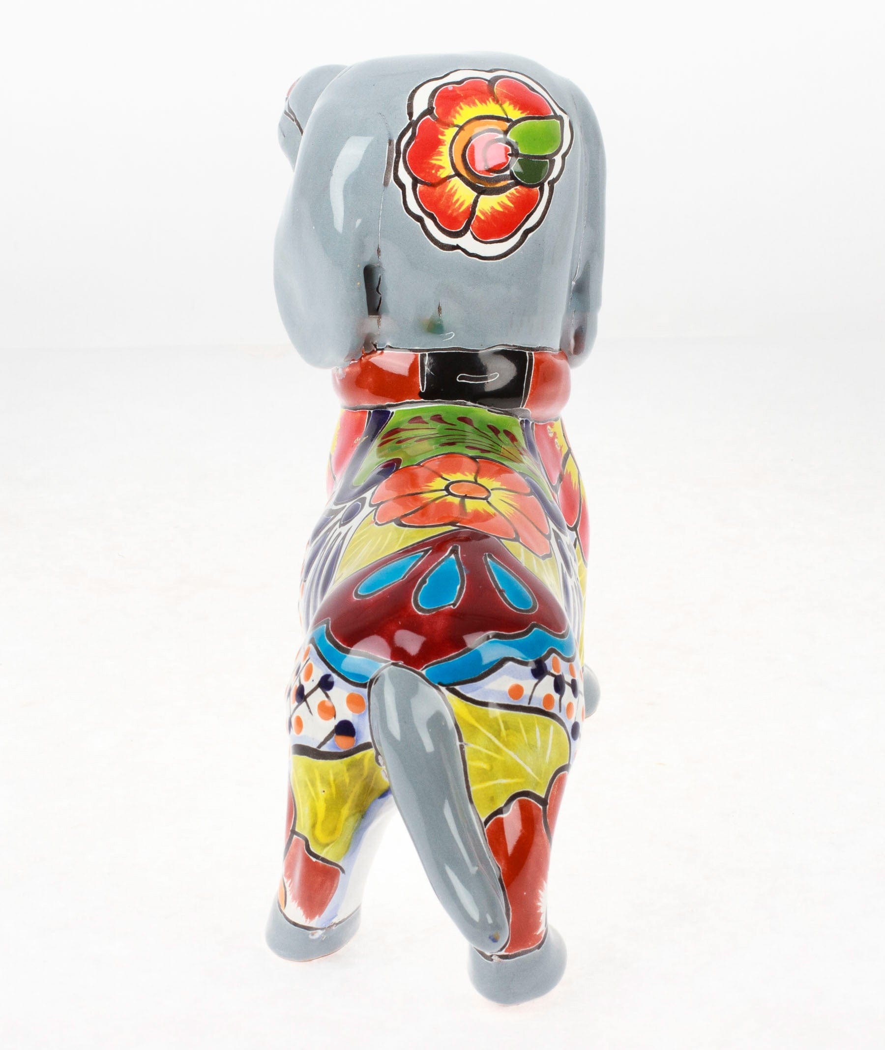 Dachshund Dog-Themed Painted Ceramic Sculpture in Grey - Hacienda's Protector