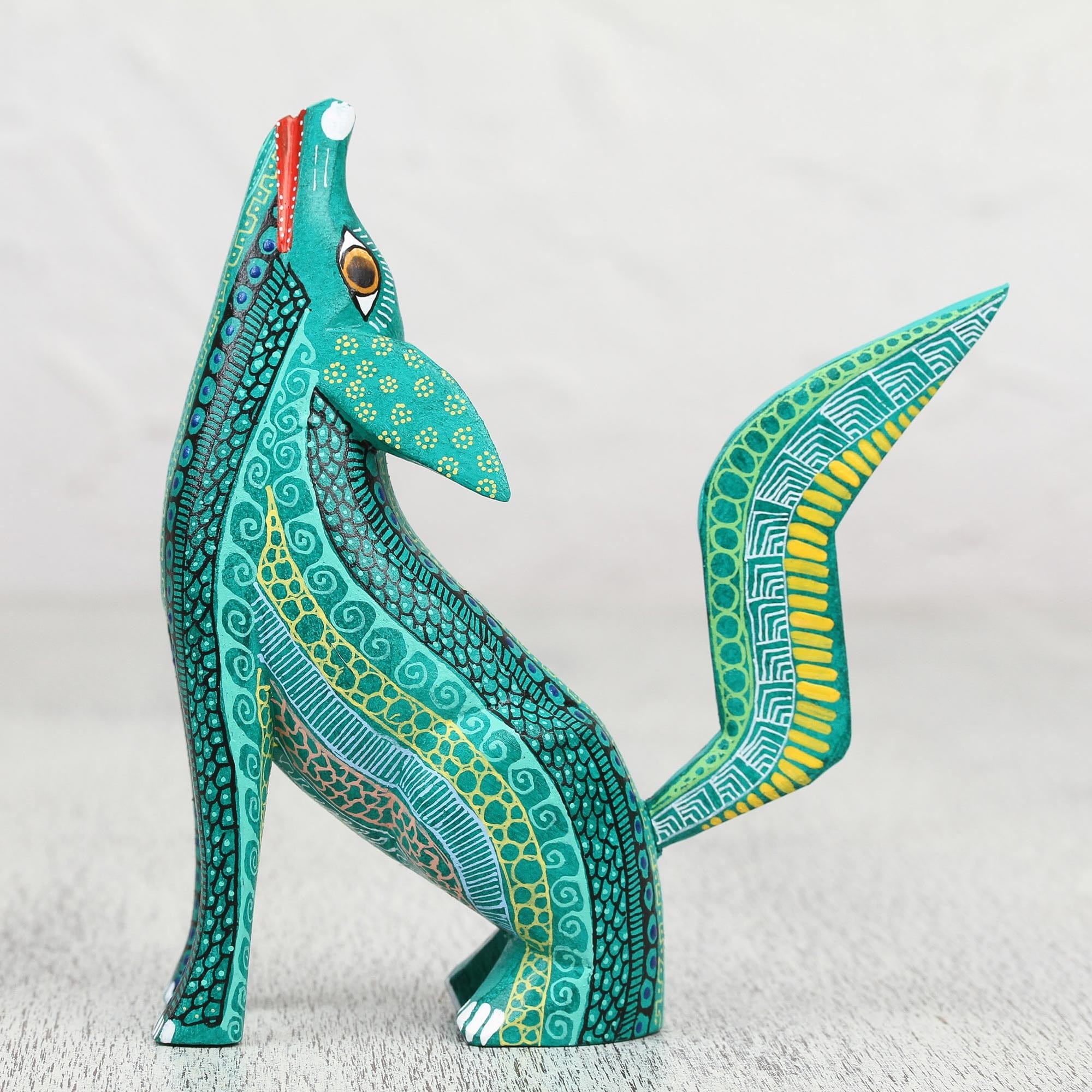 Handcrafted Copal Wood Coyote Alebrije Figurine - Coyote Delight
