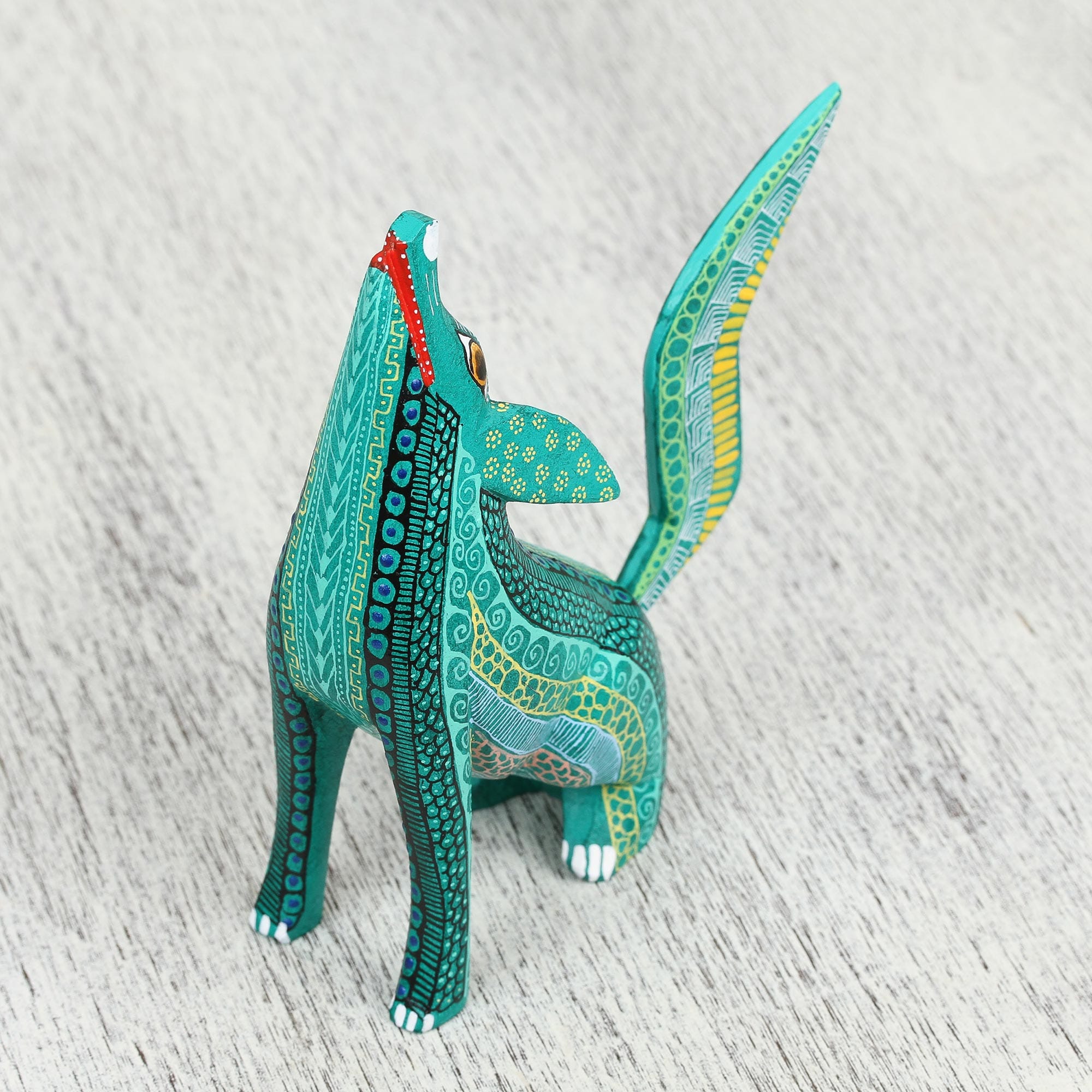 Handcrafted Copal Wood Coyote Alebrije Figurine - Coyote Delight