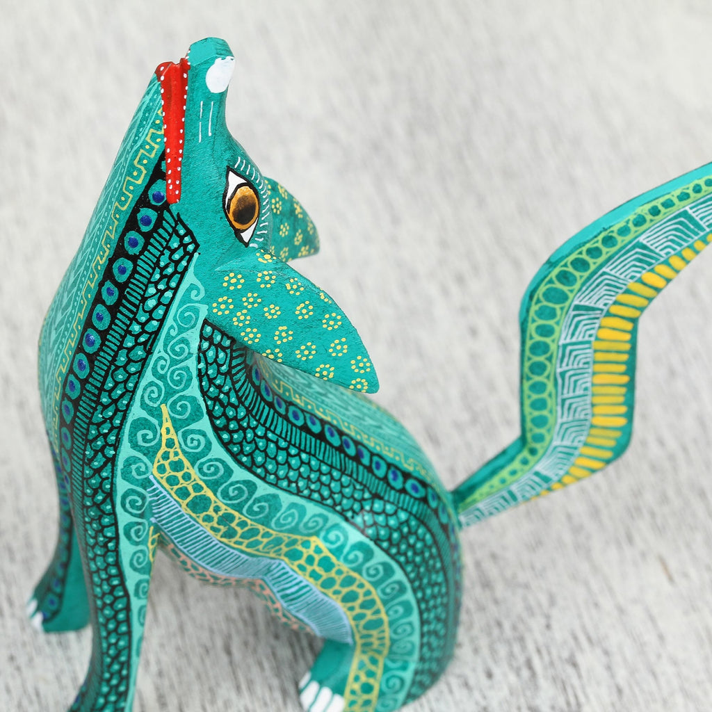 Handcrafted Copal Wood Coyote Alebrije Figurine - Coyote Delight