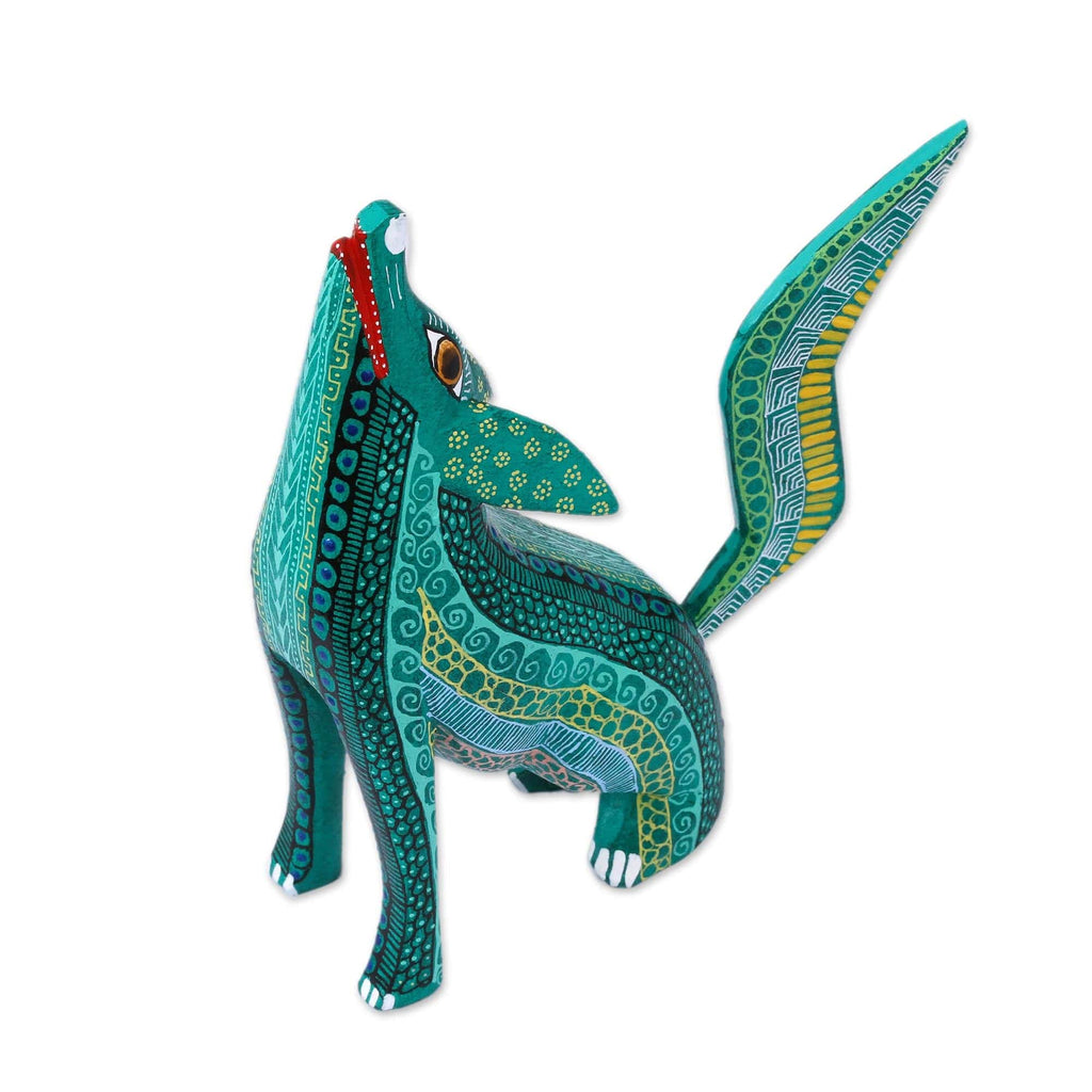 Handcrafted Copal Wood Coyote Alebrije Figurine - Coyote Delight