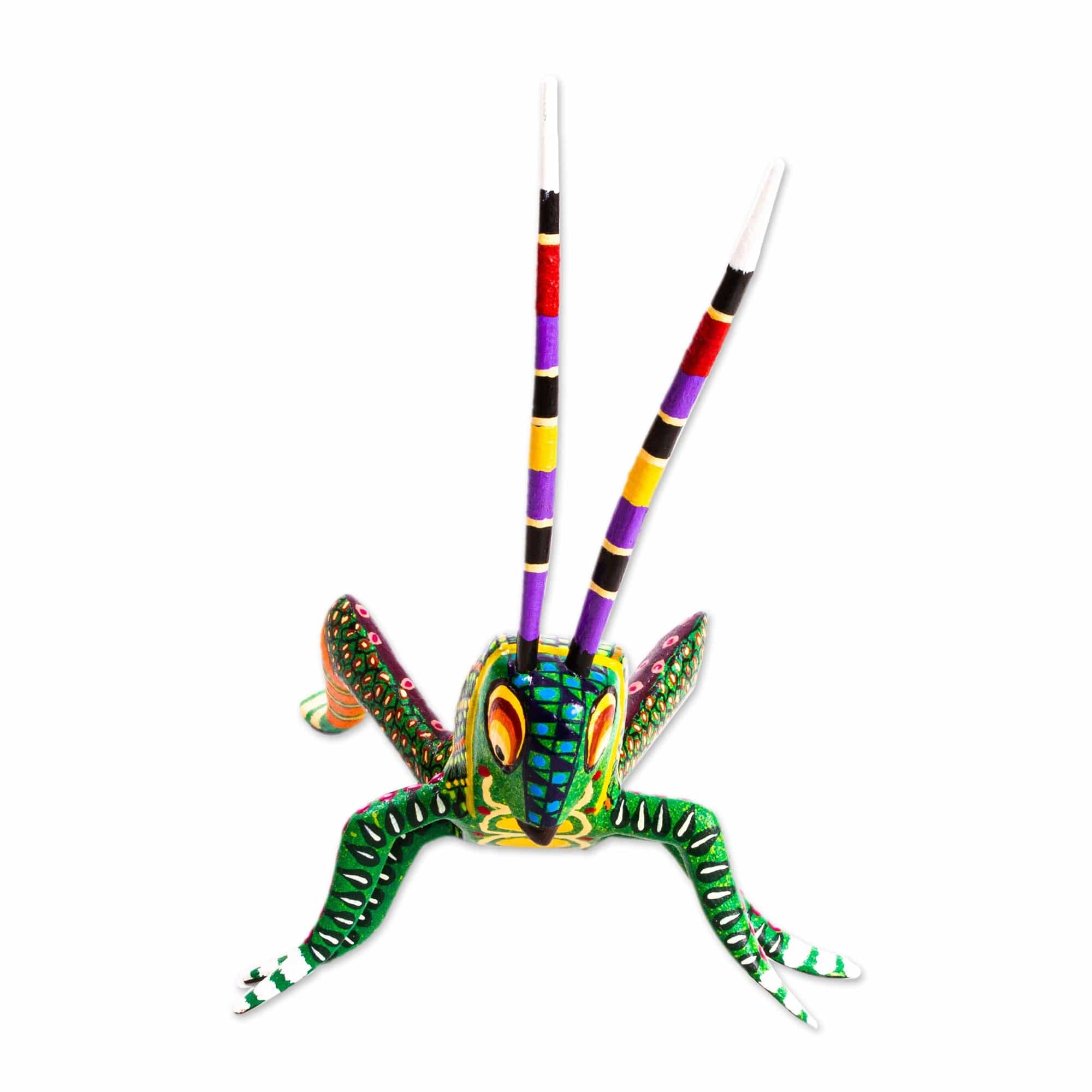 Hand Crafted Grasshopper Alebrije Figurine - Spry Grasshopper