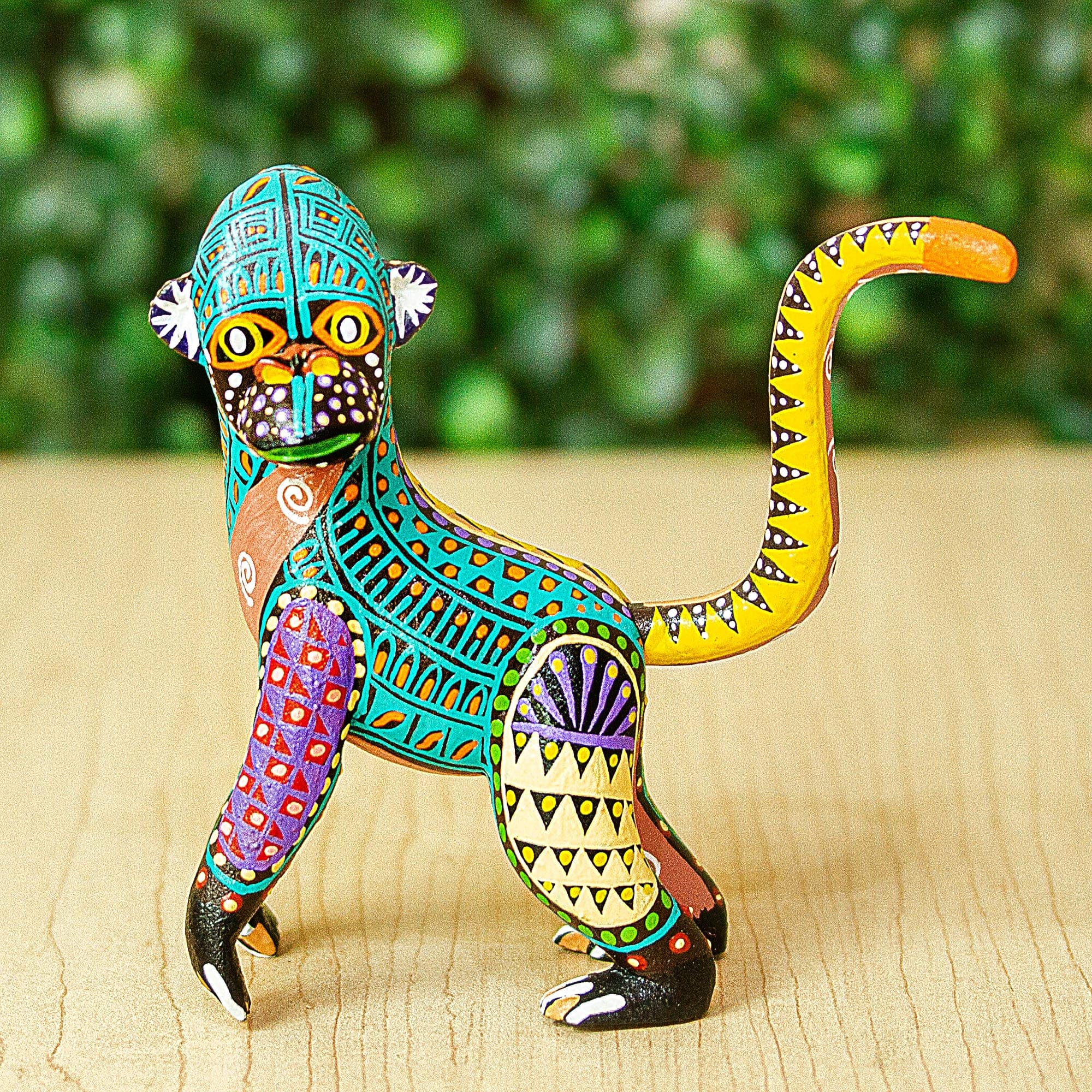 Hand Crafted Copal Wood Monkey Alebrije from Mexico - Rainbow Monkey
