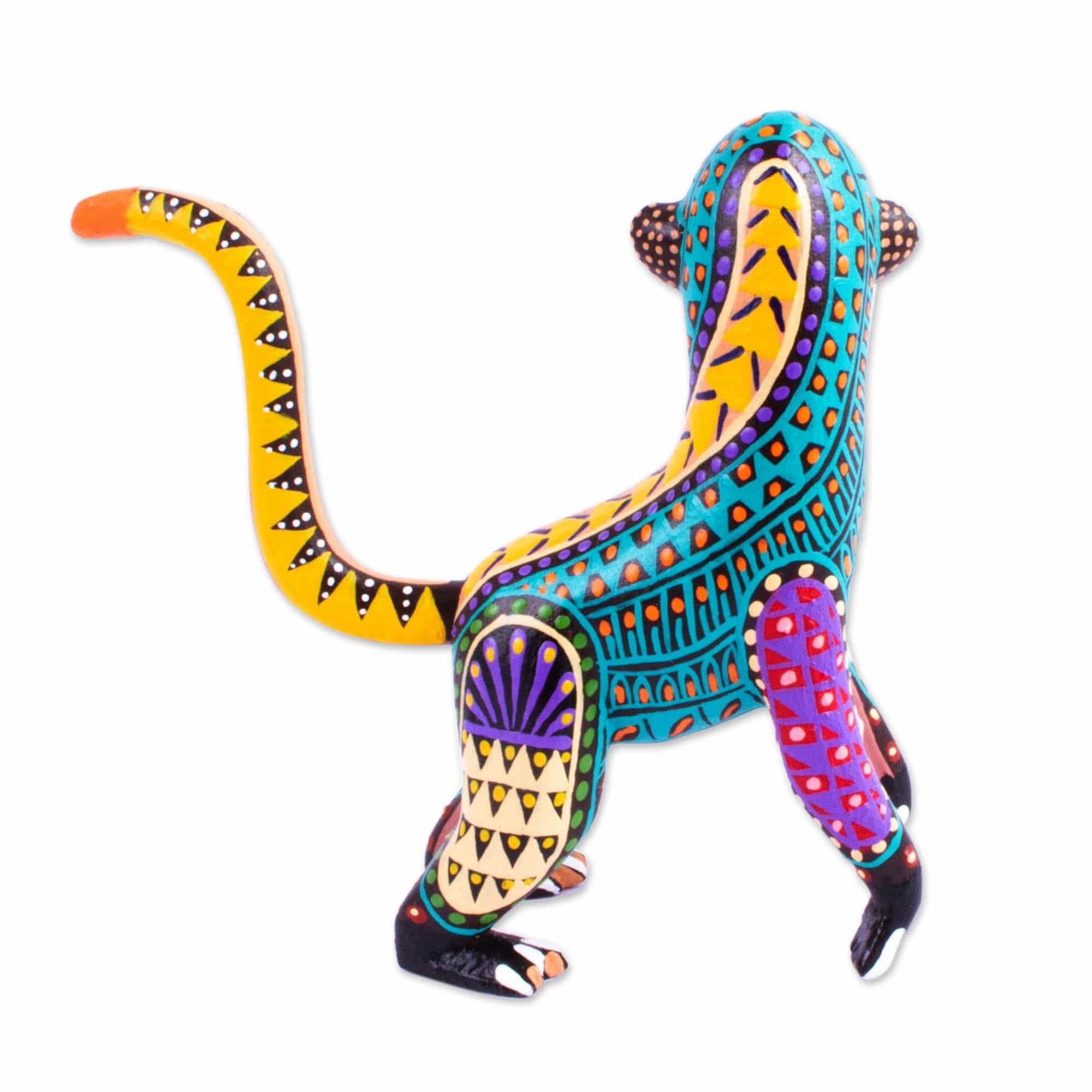 Hand Crafted Copal Wood Monkey Alebrije from Mexico - Rainbow Monkey